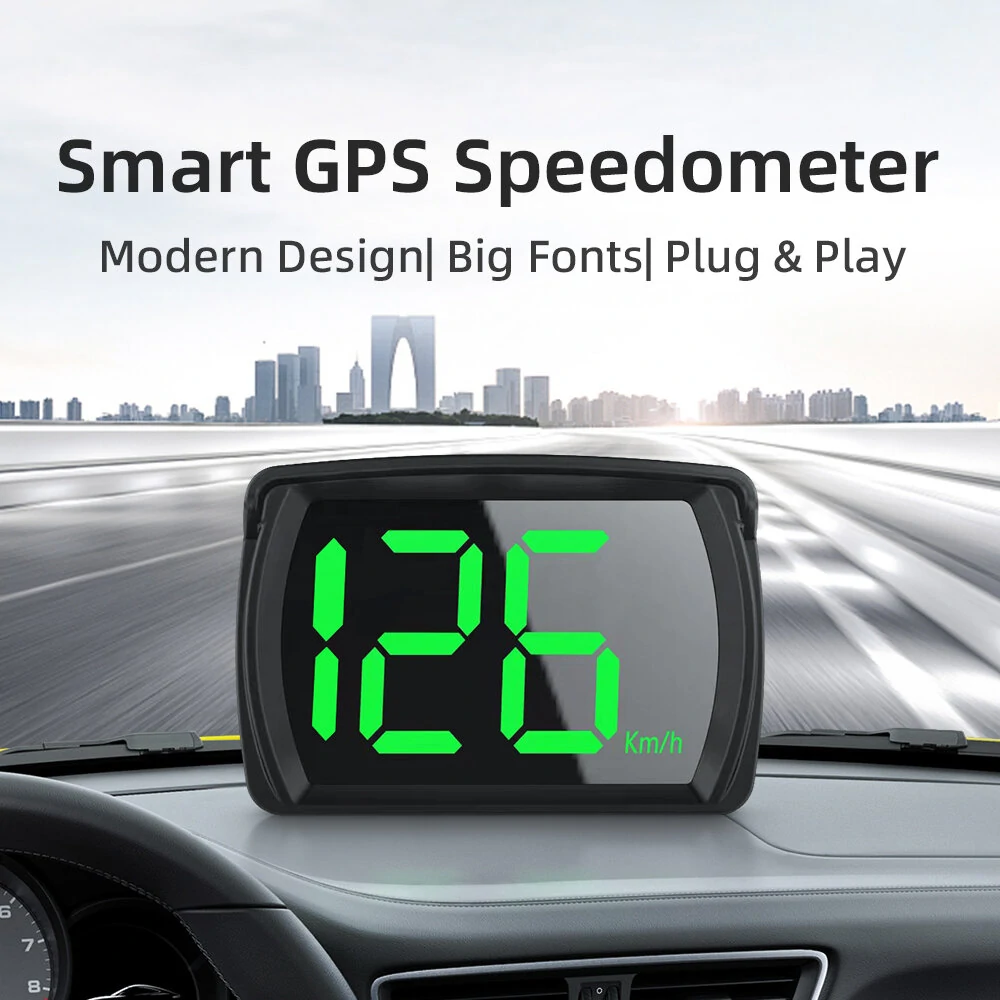 Car GPS HUD Digital Speedometer KMH MPH Big Fonts Green Light Car HUD Head Up Display for All Cars — view 6