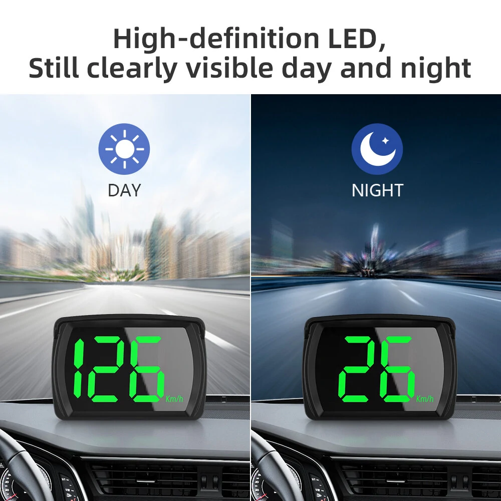 Car GPS HUD Digital Speedometer KMH MPH Big Fonts Green Light Car HUD Head Up Display for All Cars — view 7