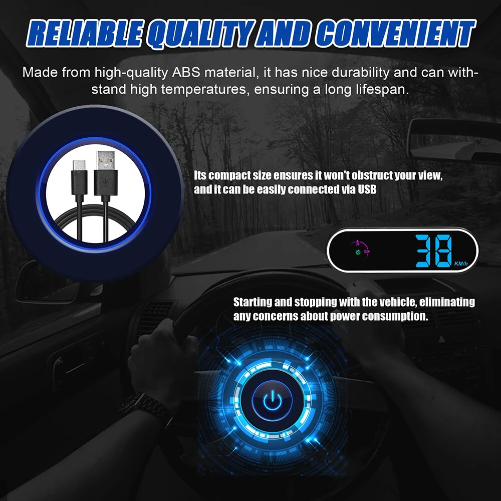 Car Head Up Display GPS Digital Speedometer with Color LED Display Clock Compass Function Over Speeding Alarm for Car Truck SUV RV — view 4