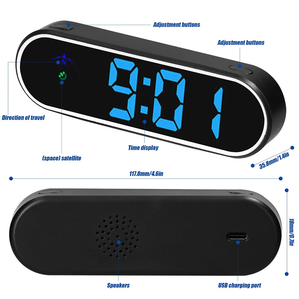 Car Head Up Display GPS Digital Speedometer with Color LED Display Clock Compass Function Over Speeding Alarm for Car Truck SUV RV — view 8