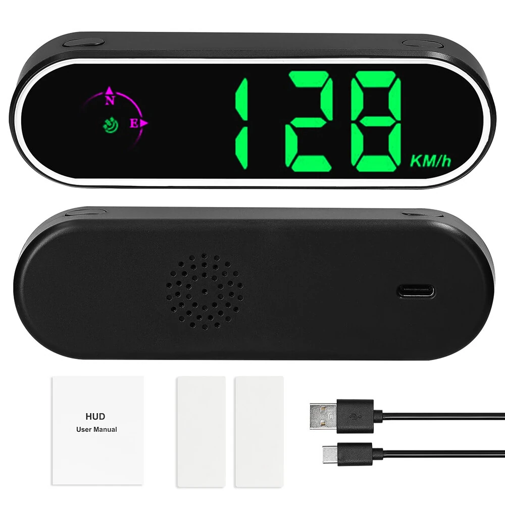 Car Head Up Display GPS Digital Speedometer with Color LED Display Clock Compass Function Over Speeding Alarm for Car Truck SUV RV — view 9