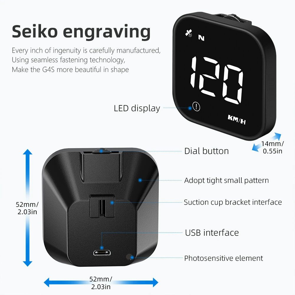 Car HUD Head-up Display Car GPS Universal Multi-function Speedometer Compass HD Smart Display USB Rechargeable — view 9