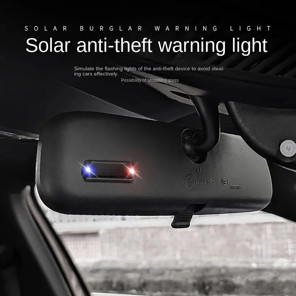 Car Mini LED Solar Power Warning Light Night Security Simulated Alarm Wireless Anti-theft Lamp Strobe Dummy Alarm Lamp for Car Motorcycle Bike — view 3