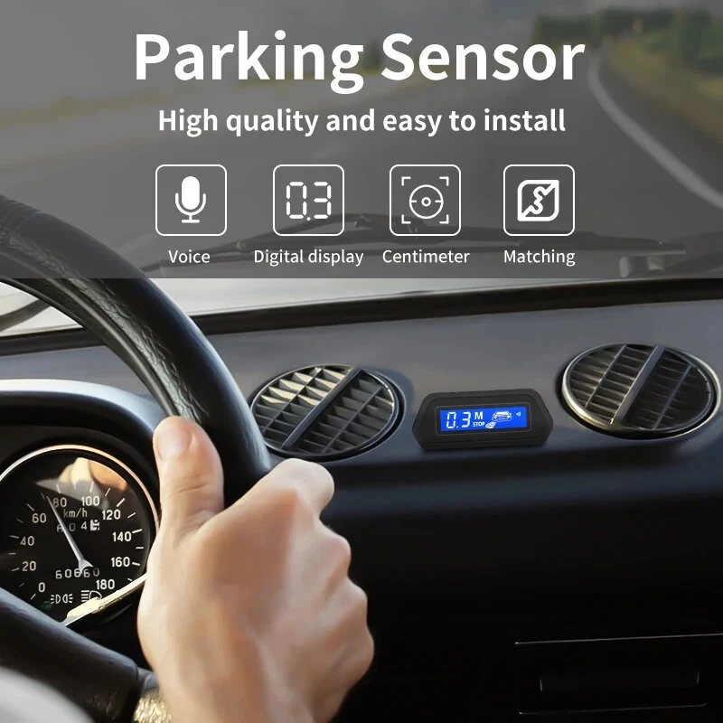 Car Parking Sensor With Auto Parktronic Reverse LED Monitor 4 Sensors Radar Detector System Backlight Display — view 3