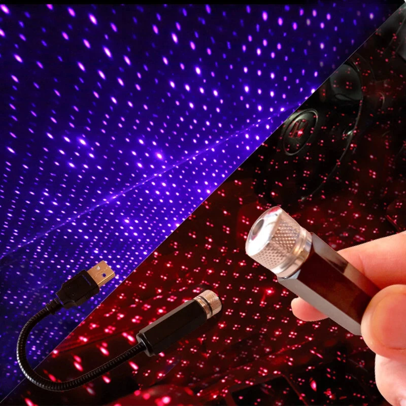 Car Romantic LED Starry Sky Night Light 5V USB Powered Galaxy Star Projector Lamp for Car Roof Room Ceiling Decor Plug and Play — Pricio