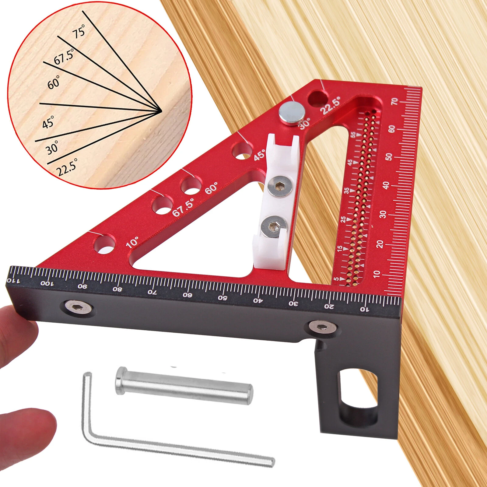 Carpenter 3D Multi-angle Measuring Ruler Square Ruler Hole Scribing Ruler Woodworking Scriber Precision Woodworking Tool — view 4