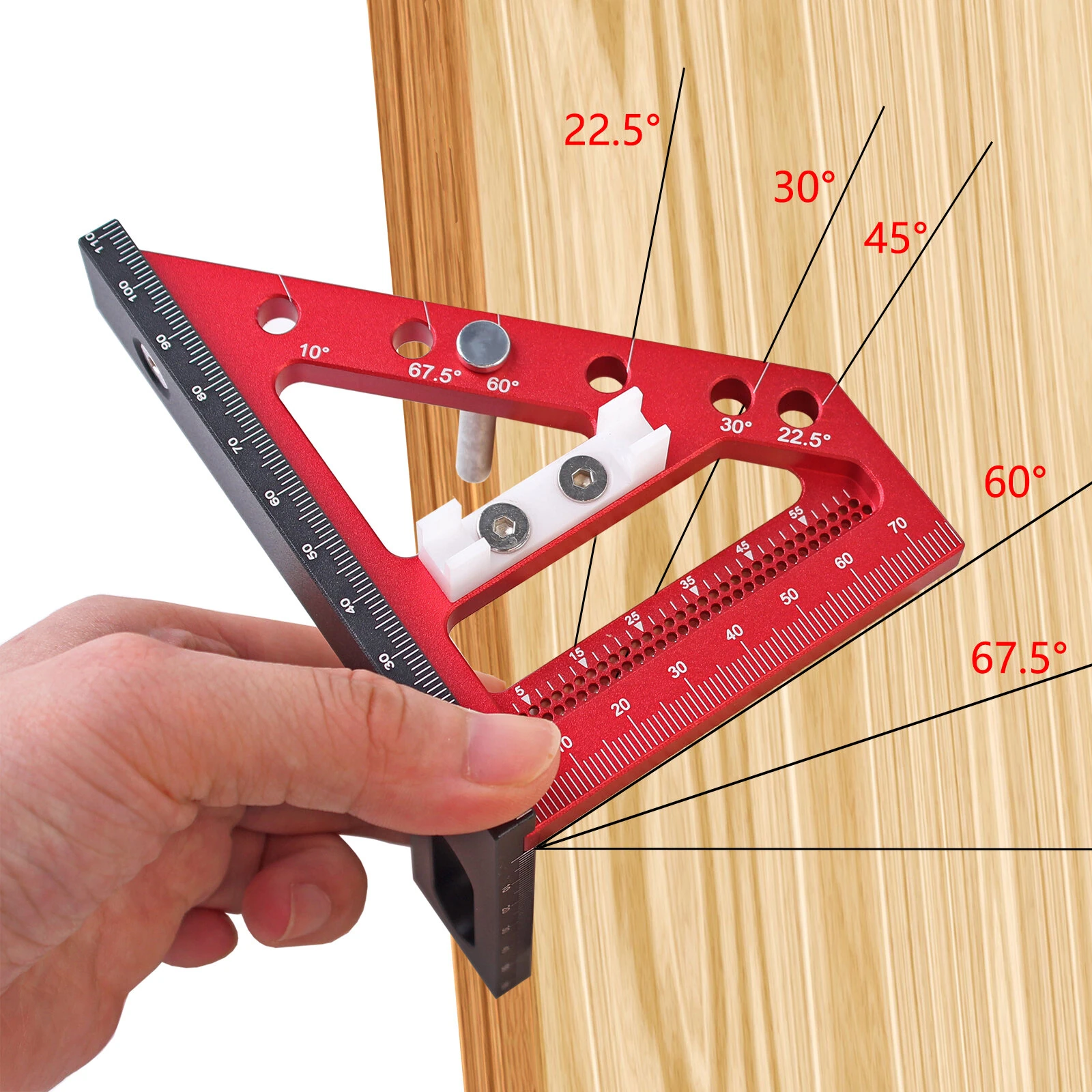 Carpenter 3D Multi-angle Measuring Ruler Square Ruler Hole Scribing Ruler Woodworking Scriber Precision Woodworking Tool — view 5