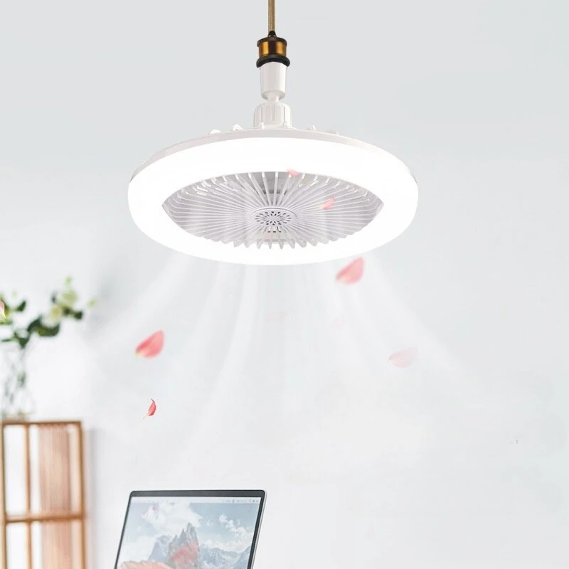 Ceiling Fans E27 Converter Base Smart Silent Ceiling Fans With Remote Control and Light LED Lamp Fan for Bedroom Living Room — view 2