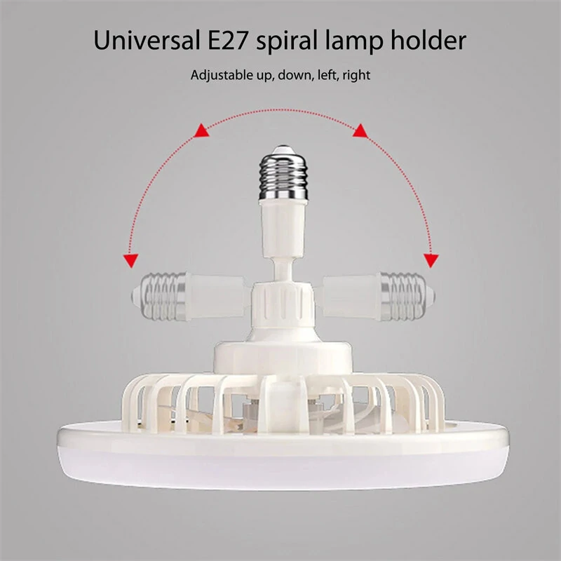 Ceiling Fans E27 Converter Base Smart Silent Ceiling Fans With Remote Control and Light LED Lamp Fan for Bedroom Living Room — view 7