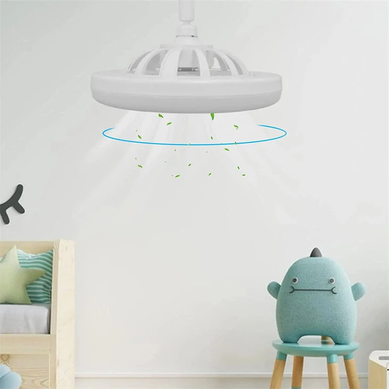 Ceiling Fans E27 Converter Base Smart Silent Ceiling Fans With Remote Control and Light LED Lamp Fan for Bedroom Living Room — view 8