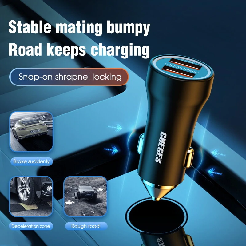 CGS-01 12-24V Dual USB Car Charger 100W+22.5W for Mobil Tablet Charging Compatible with for Huawei for Xiaomi for Samsung — view 4