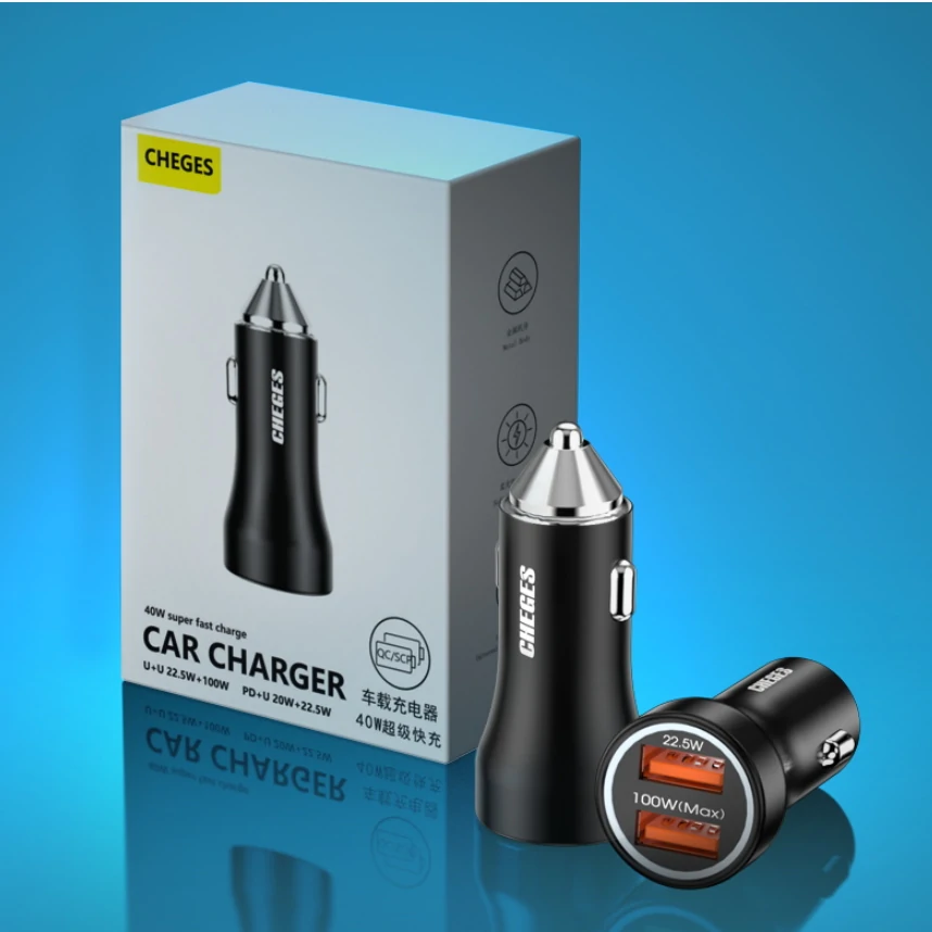 CGS-01 12-24V Dual USB Car Charger 100W+22.5W for Mobil Tablet Charging Compatible with for Huawei for Xiaomi for Samsung — view 5