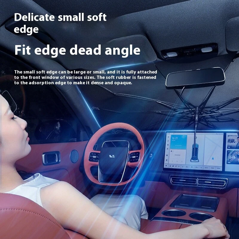 Chameleon Foldable Car Front Windshield Sunshade Umbrella UV-Reflective Laser Car Sunshade Cover Colorful Heat Insulation Silver Gel Windscreen Car Sunscreen with 360° Rotatable Handle — view 7