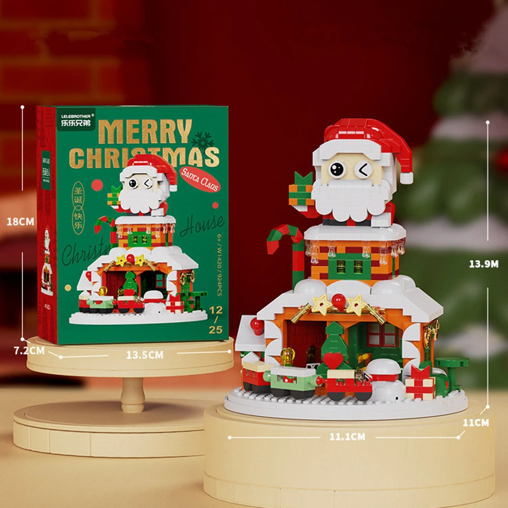 Christmas Elk Deer Santa Claus Building Blocks City Snow House Xmas Tree Decor. Bricks with Light Set Toys for Children Kids Gift — Christmas