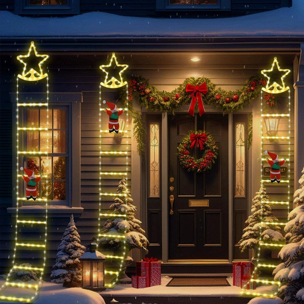 Christmas Star Stair Lights Holiday Decoration Lights Outdoor Waterproof Light String with 8 Light Mode Pentagram Stair Light — Christmas