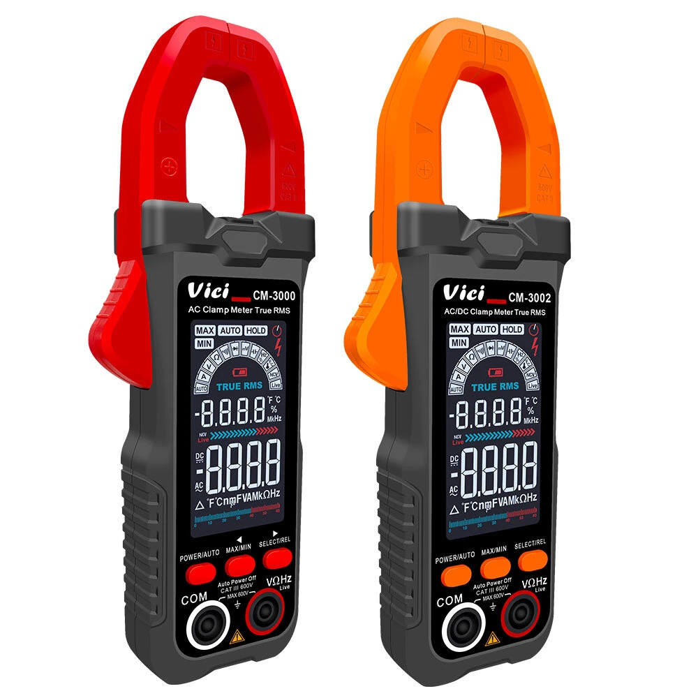 CM-3000 CM-3002 AC DC Clamp Multimeter True RMS 6000 Counts Auto Range Backlit Display CAT III 600V Multimeter Tester — view 2
