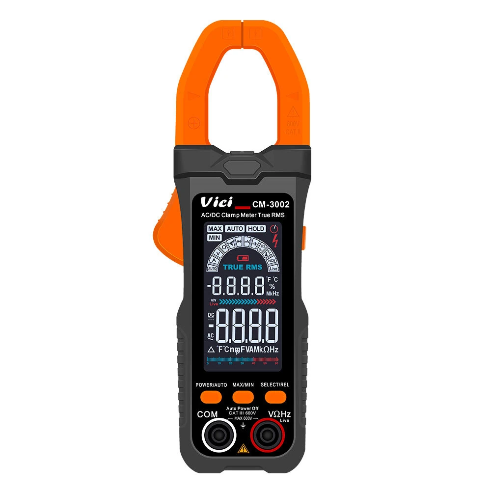 CM-3000 CM-3002 AC DC Clamp Multimeter True RMS 6000 Counts Auto Range Backlit Display CAT III 600V Multimeter Tester — view 5