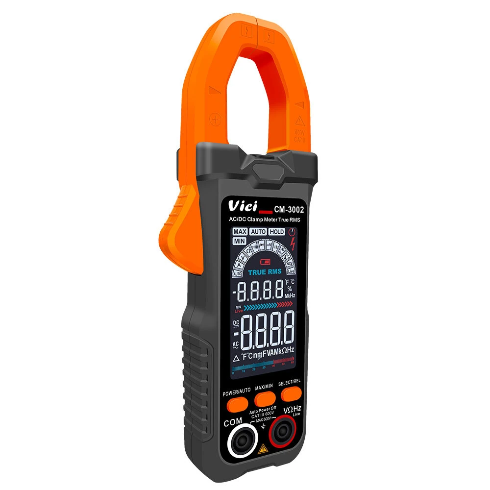 CM-3000 CM-3002 AC DC Clamp Multimeter True RMS 6000 Counts Auto Range Backlit Display CAT III 600V Multimeter Tester — view 6