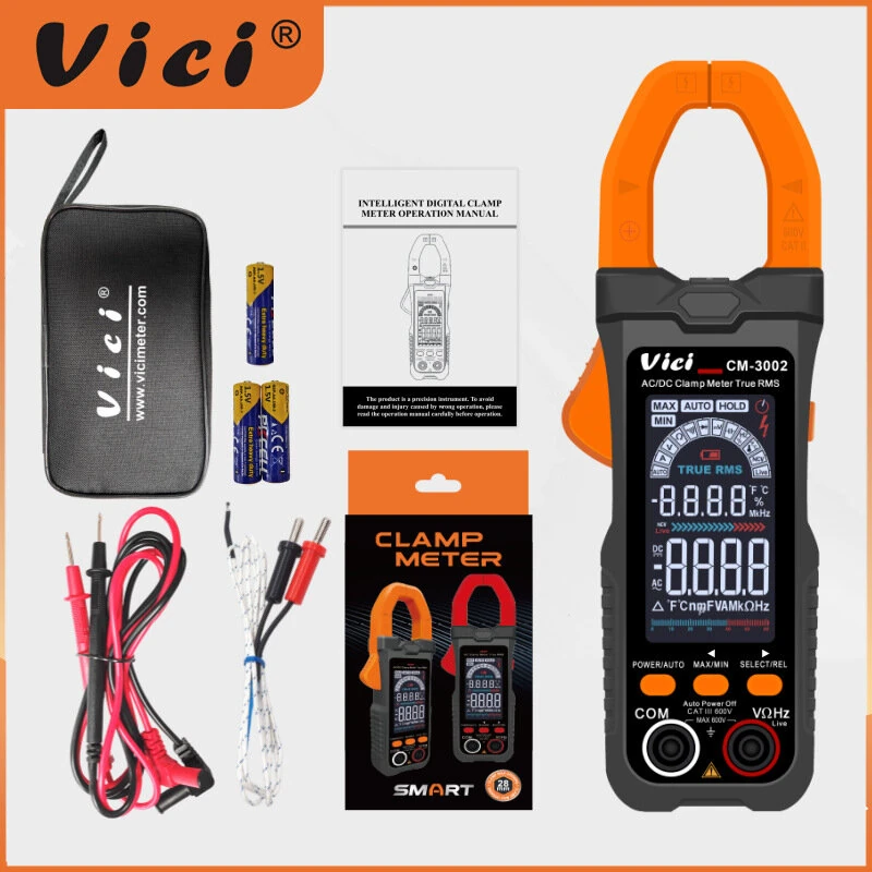 CM-3000 CM-3002 AC DC Clamp Multimeter True RMS 6000 Counts Auto Range Backlit Display CAT III 600V Multimeter Tester — view 7