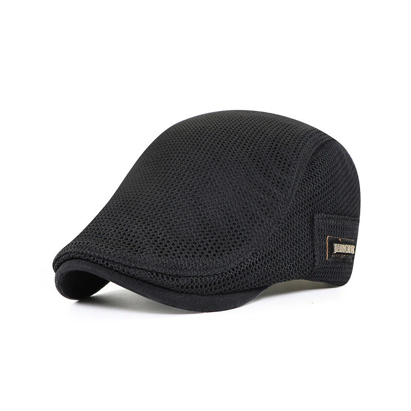 Collrown Breathable Beret Cap Men Mesh Fabric Flat Hat Newsboy Cap Driving Fishing Hat Peaked Cap Adjustable Cabbie Hat — view 3