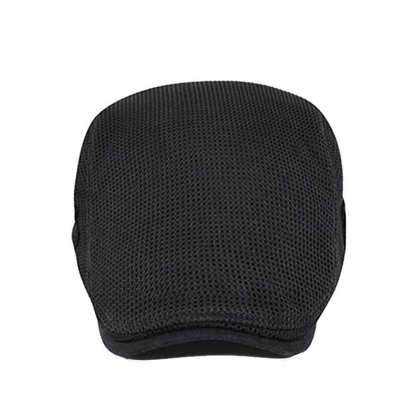 Collrown Breathable Beret Cap Men Mesh Fabric Flat Hat Newsboy Cap Driving Fishing Hat Peaked Cap Adjustable Cabbie Hat — view 6