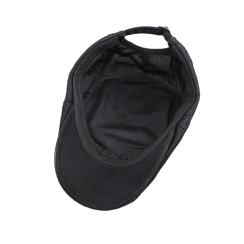 Collrown Breathable Beret Cap Men Mesh Fabric Flat Hat Newsboy Cap Driving Fishing Hat Peaked Cap Adjustable Cabbie Hat — view 7