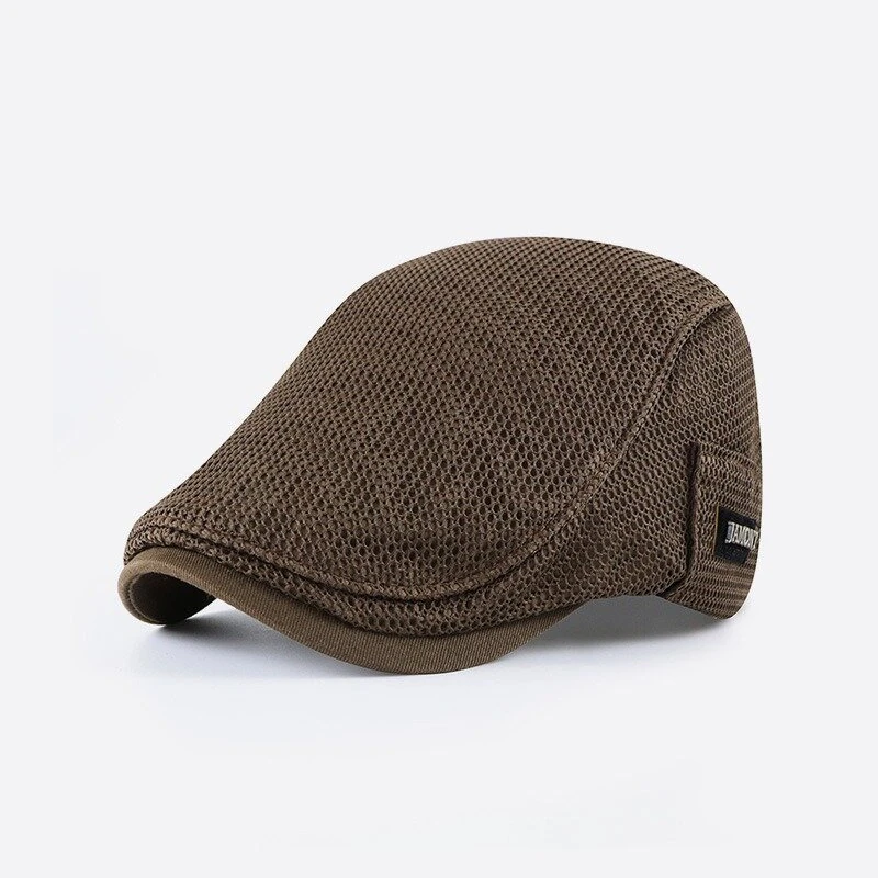 Collrown Breathable Beret Cap Men Mesh Fabric Flat Hat Newsboy Cap Driving Fishing Hat Peaked Cap Adjustable Cabbie Hat — view 9