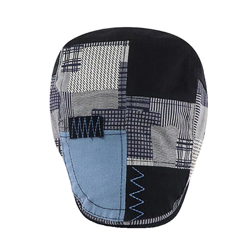 Collrown Men Berets Retro Patchwork Plaid hat Men's Flat Cap England Newsboy Cap Classic Peaked Painter Caps for Spring Summer Autumn Winter — view 5