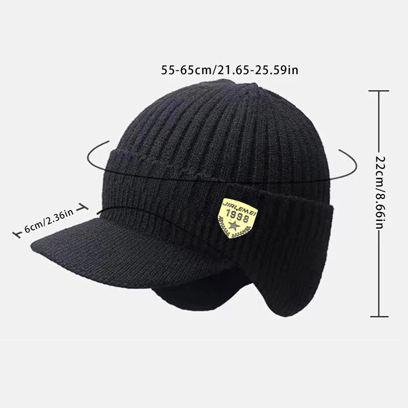 Collrown Men Winter Knitted Hat Outdoor Cycling Ear Protection Warmth Peaked Cap Riding Thick Earmuffs Beanie Hats — view 5