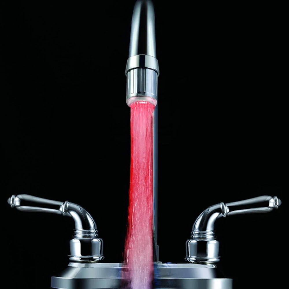 Colorful LED Light Basin Sink Faucet Temperature Sensor Light Color Changing Hydropower — view 4