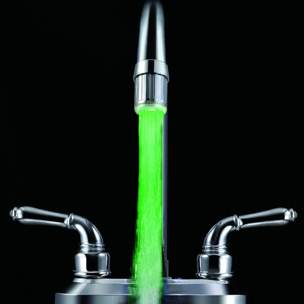 Colorful LED Light Basin Sink Faucet Temperature Sensor Light Color Changing Hydropower — view 5
