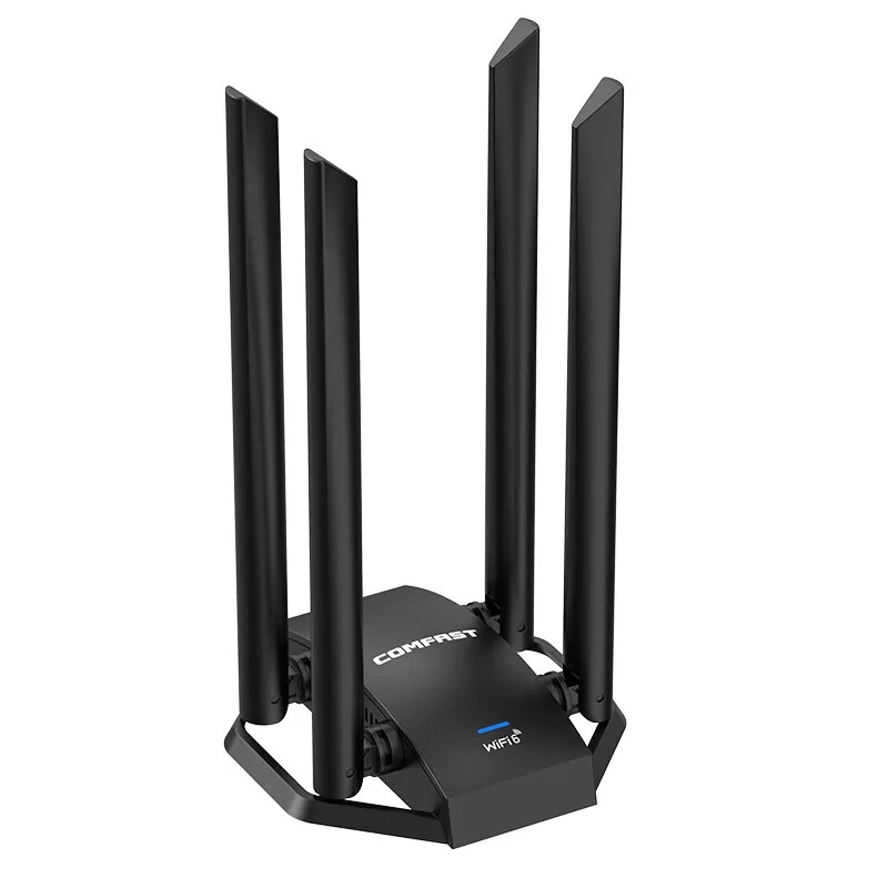 COMFAST CF-975AX USB 5374M WiFi6 Network Card with 4*5dBi Antennas Type-C to USB3.0 Wi-fi Dongle 802.11ax 5Ghz 6Ghz 160mW High Power WiFi Adapter — Comfast