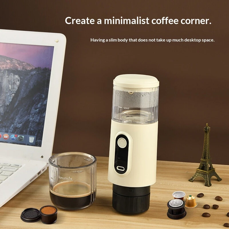 Comfook 15-Bar Portable Espresso Machine With 100ml Water Tank Type-C USB Rechargeable 2500mAh Battery Compatible With NS Capsules & Ground Coffee — view 6
