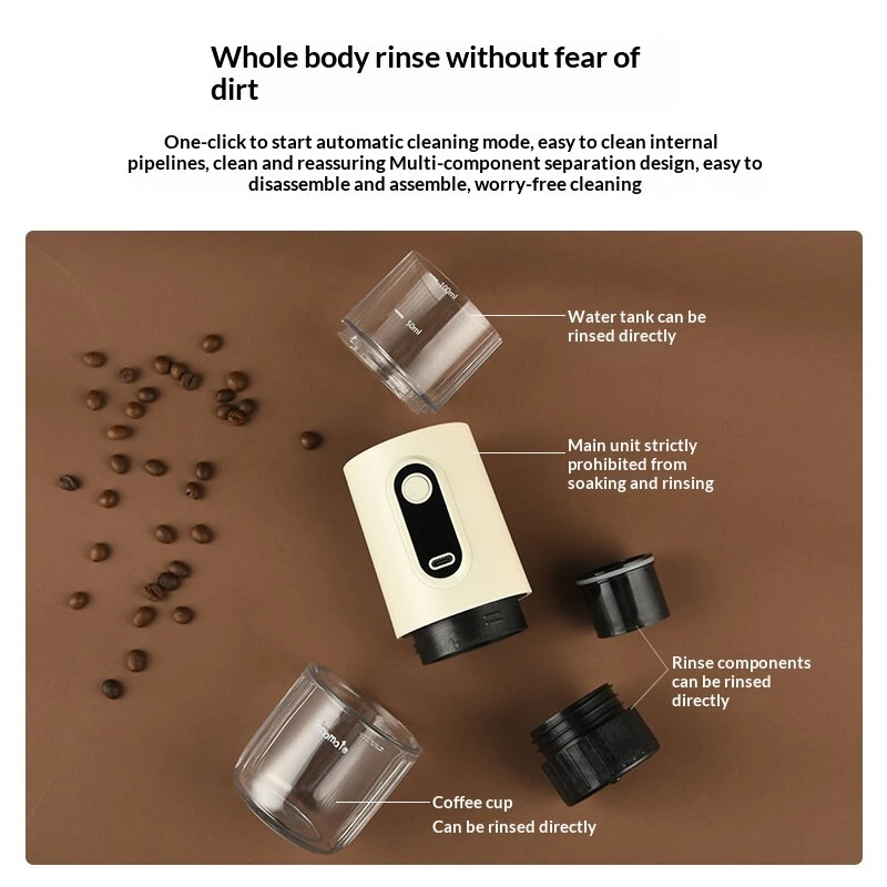 Comfook 15-Bar Portable Espresso Machine With 100ml Water Tank Type-C USB Rechargeable 2500mAh Battery Compatible With NS Capsules & Ground Coffee — view 7