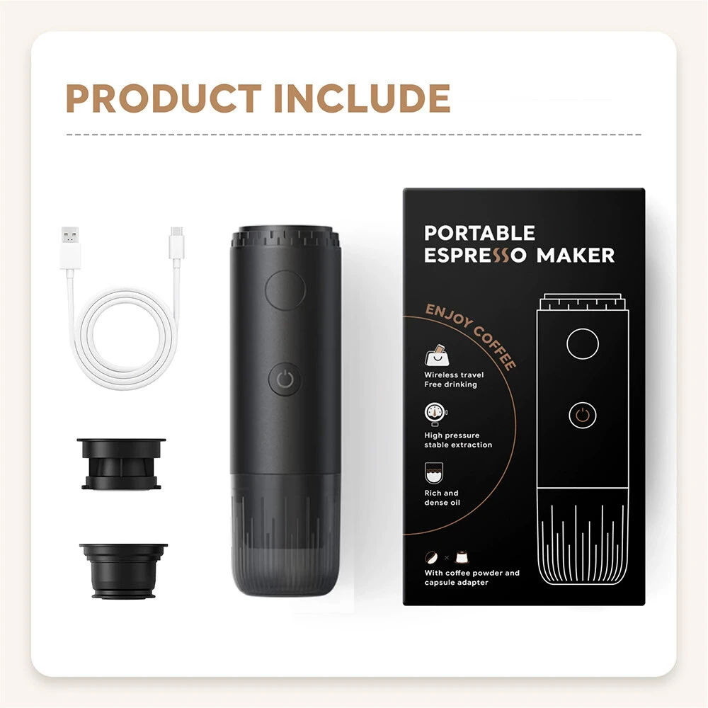 Comfook 2-in-1 Portable Espresso Maker with Cordless Heating 19Bar 85°C Brew 7800mAh Battery Compatible With Ground Coffee NS Capsules for Travel Use — view 10