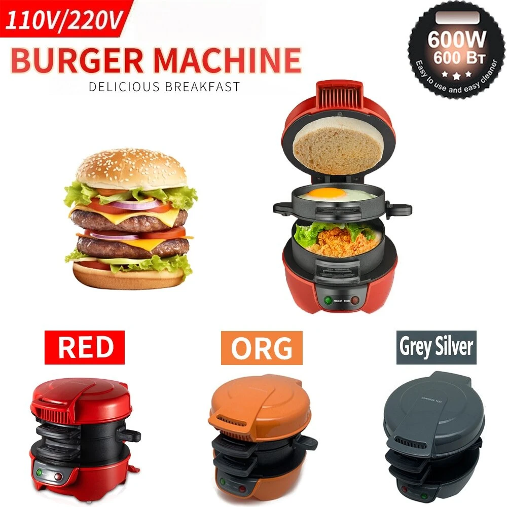 Comfook 600W Electric Hamburger Maker Multi-Layer Design Anti-Scald Easy Cooking Sandwich Burger Maker with Rotating Cooking Plate for Home Kitchen Breakfast — view 3