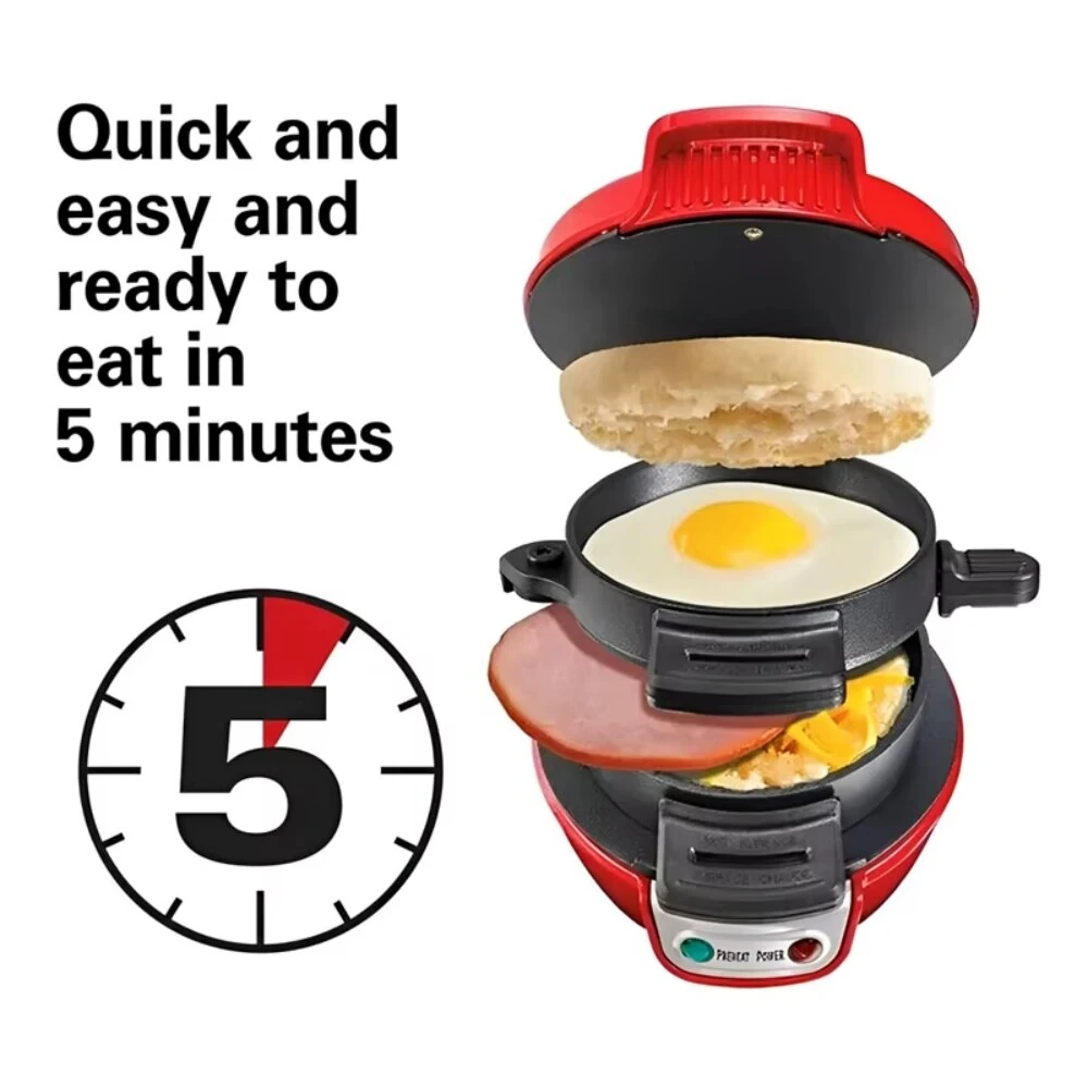 Comfook 600W Electric Hamburger Maker Multi-Layer Design Anti-Scald Easy Cooking Sandwich Burger Maker with Rotating Cooking Plate for Home Kitchen Breakfast — view 6