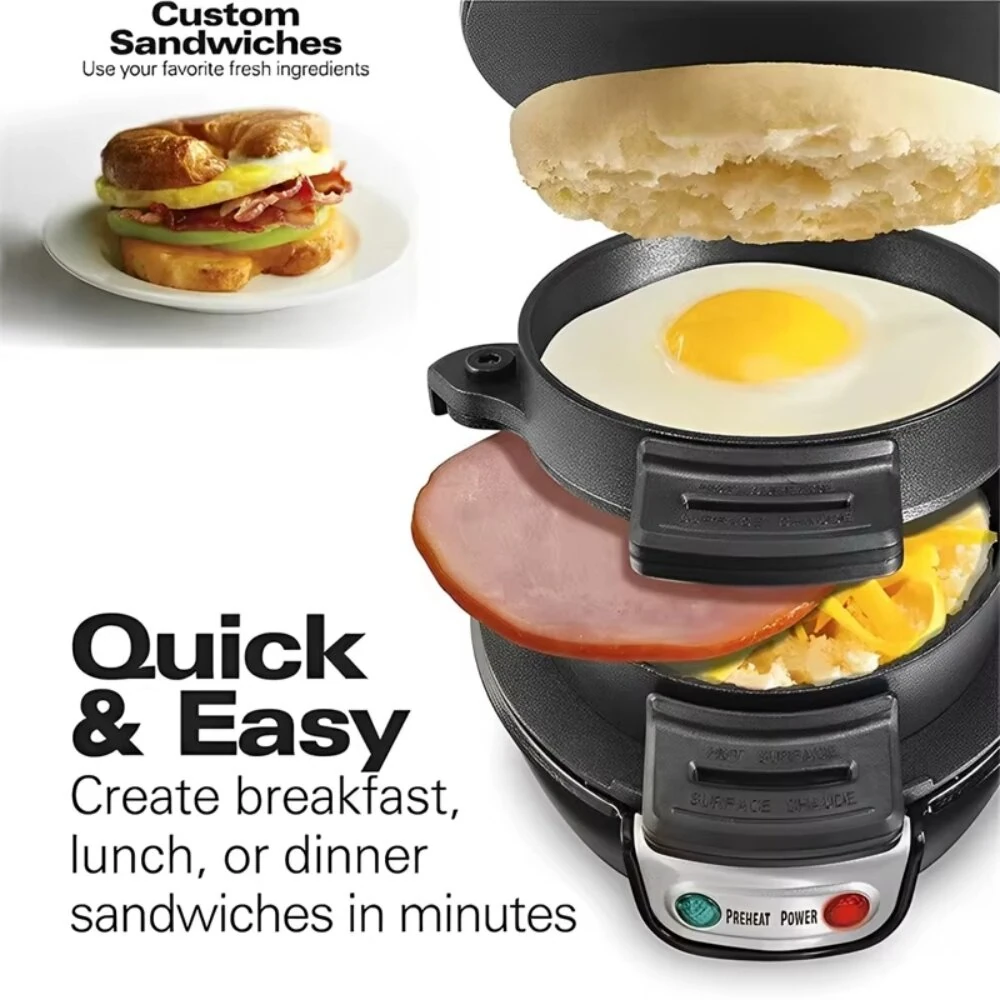 Comfook 600W Electric Hamburger Maker Multi-Layer Design Anti-Scald Easy Cooking Sandwich Burger Maker with Rotating Cooking Plate for Home Kitchen Breakfast — view 7