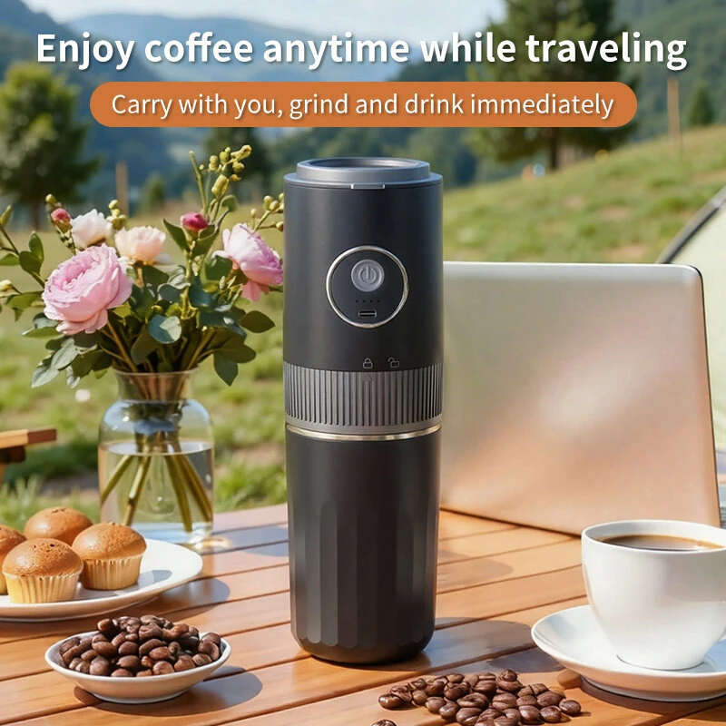 Comfook CM-2566 Portable Coffee Grinder Electric Burr Mill 1500mAh With 350ml Stainless Steel Cup Integrated Pour Over Kit for Travel Outdoor Camping — view 4