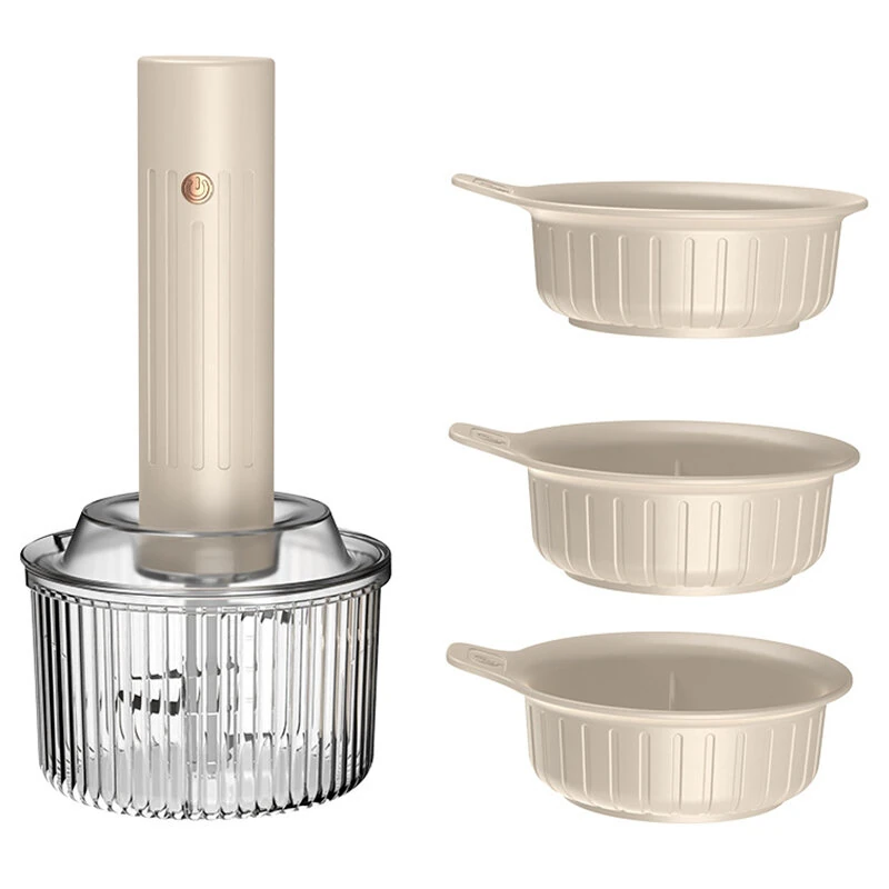 Comfook Multi-functional Electric Meat Grinder with 3 Bowls Cordless USB Rechargeable 60W Powerful Food Processor for Mincing Slicing Blending Cooking — view 2