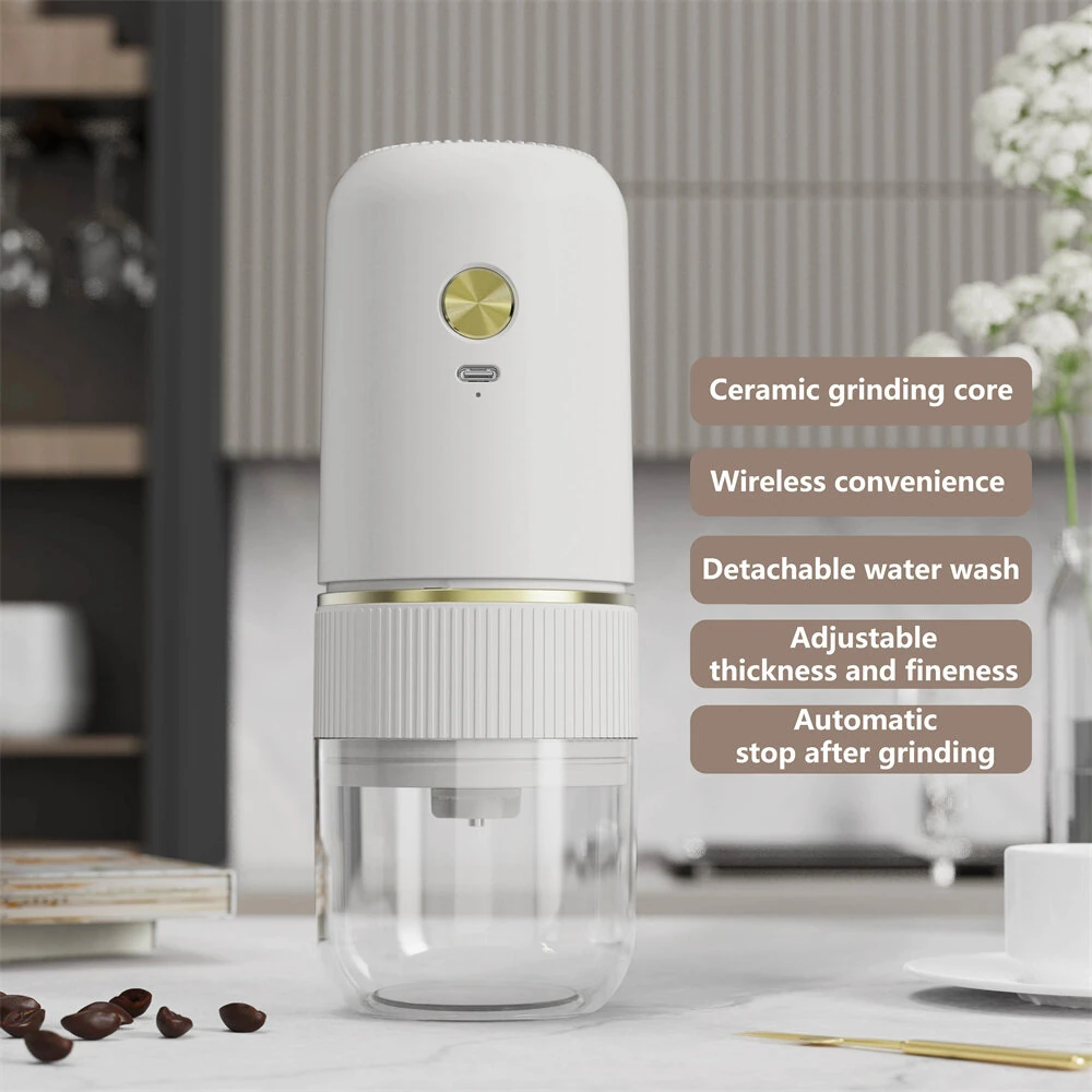 Comfook Portable Electric Coffee Grinder Adjustable Grinding Thickness Ceramic Core Rechargeable, Easy-to-Clean For Coffee Lovers — view 10