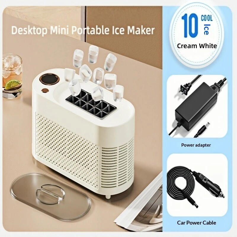 Comfook Portable Mini Desktop Ice Maker Quick 8/10 Solid Ice Cubes in 15 Mins Quiet & Compact for Home Office Camping Car Use — view 4