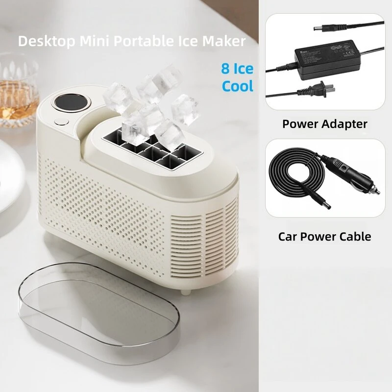 Comfook Portable Mini Desktop Ice Maker Quick 8/10 Solid Ice Cubes in 15 Mins Quiet & Compact for Home Office Camping Car Use — view 6