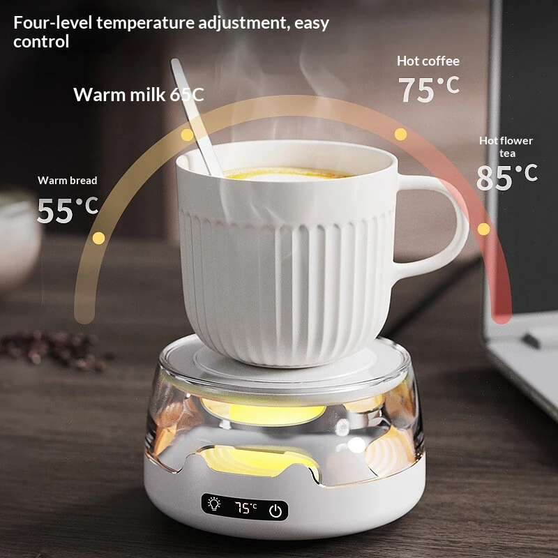 Comfook RS-609 Constant Temperature Mug Warmer With 4-Level Adjustable Heating 55°C 65°C 75°C 85°C Ceramic Heating Compact Design USB Power Light Effect Auto Shut-Off — view 3