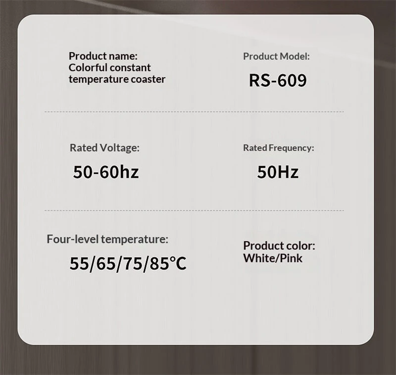 Comfook RS-609 Constant Temperature Mug Warmer With 4-Level Adjustable Heating 55°C 65°C 75°C 85°C Ceramic Heating Compact Design USB Power Light Effect Auto Shut-Off — view 6