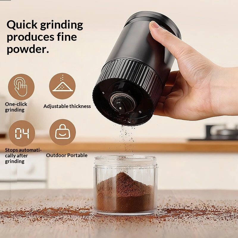 Comfook ZKYM-001 Portable Coffee Grinder 12W USB Rechargeable 1800mAh Portable Ceramic Burr Adjustable Coarse Fine Electric Grinder — view 4
