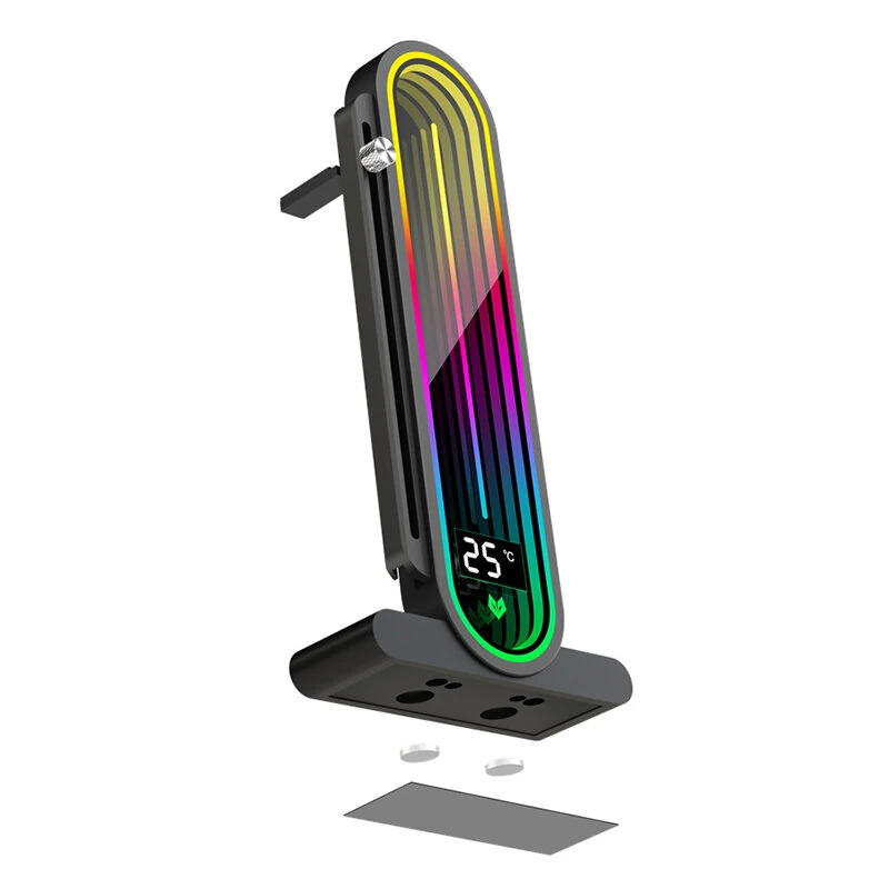 COOLMOON GH3Pro Temperature Display Magnetic Graphic Card Holder Support 5V ARGB Sync Vertical GPU Holder Aluminum Alloy Stand Bracket for Desktop Computer — view 6