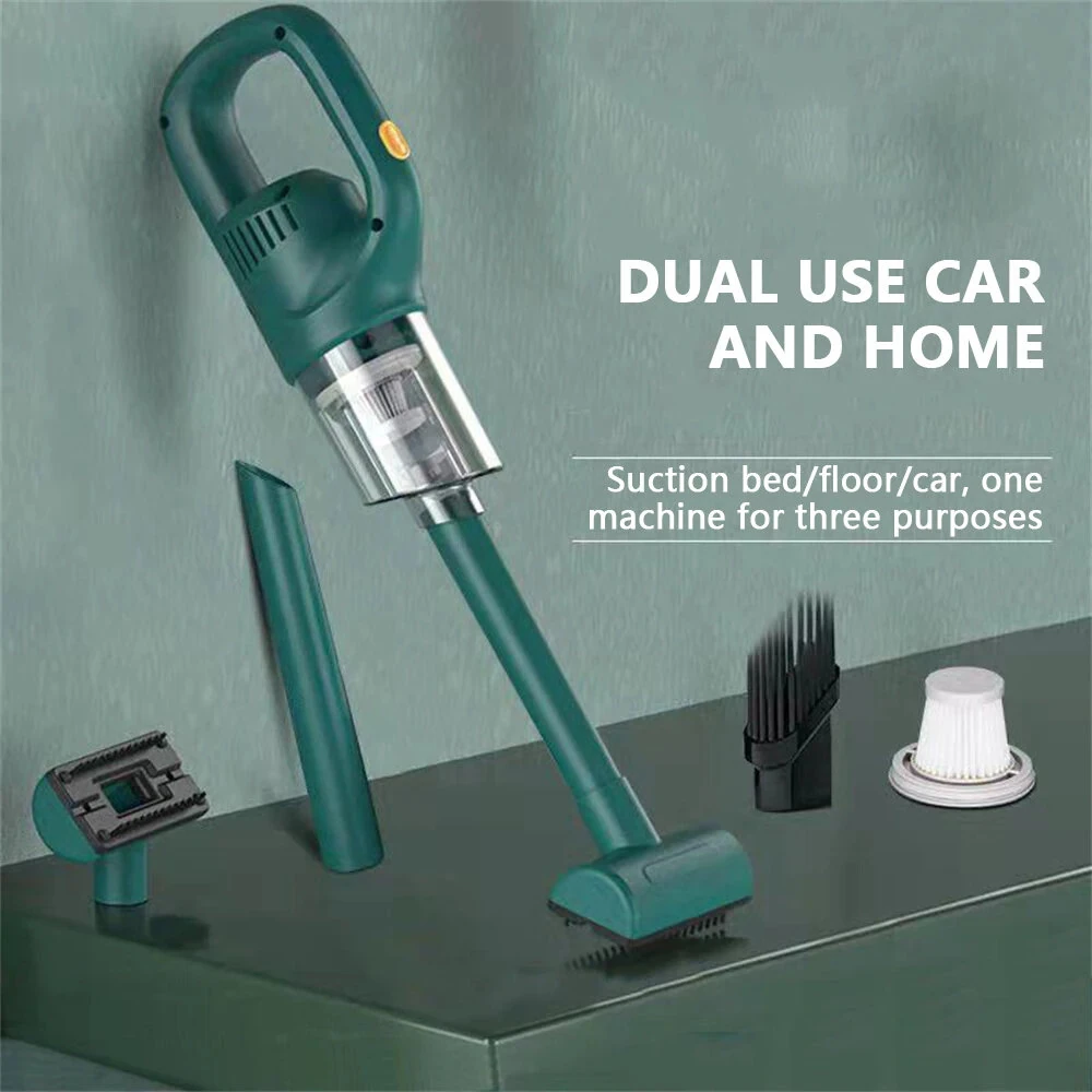 Cordless Handheld Vacuum Cleaner 120W 2000mAh 10Kpa Suction Power Lightweight for Home Car Pet Rechargeable Black/Green — view 4