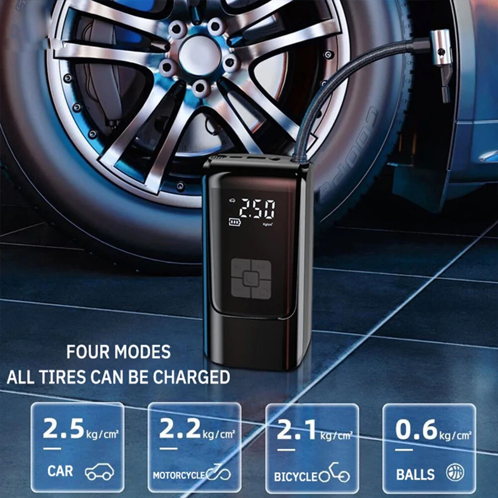 Cordless150psi Vehicle Air Pump with LED Lighting Digital Display Accurate Detection Of Preset Tire Pressure Low Noise Tire Inflation — view 10