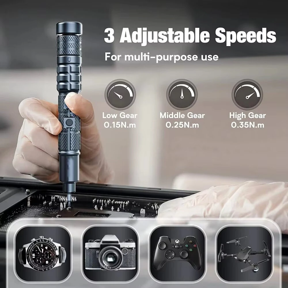 CreationSpace CS0603A Mini Electric Screwdriver Set Rechargeable Lithium Technology 3 Adjustable Speed 200rpm Torque Precision Tool — view 4